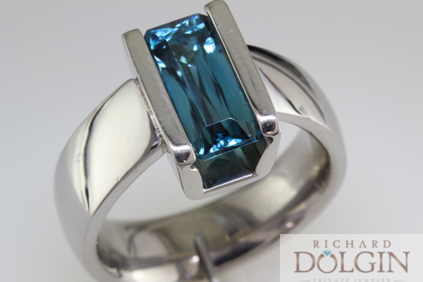 Blue zircon ring