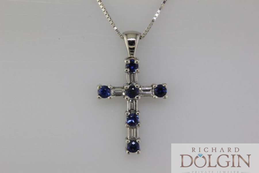 Sapphire and diamond cross