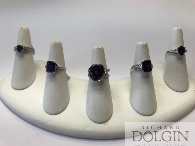 Amethyst ring collection at Richard Dolgin Private Jeweler