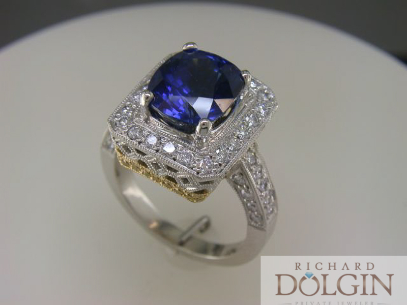 Oval sapphire handmade ring