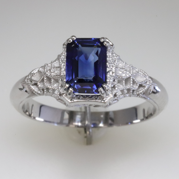 Vintage inspired sapphire ring