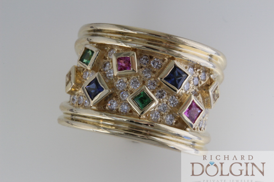 Multicolor vintage wide band