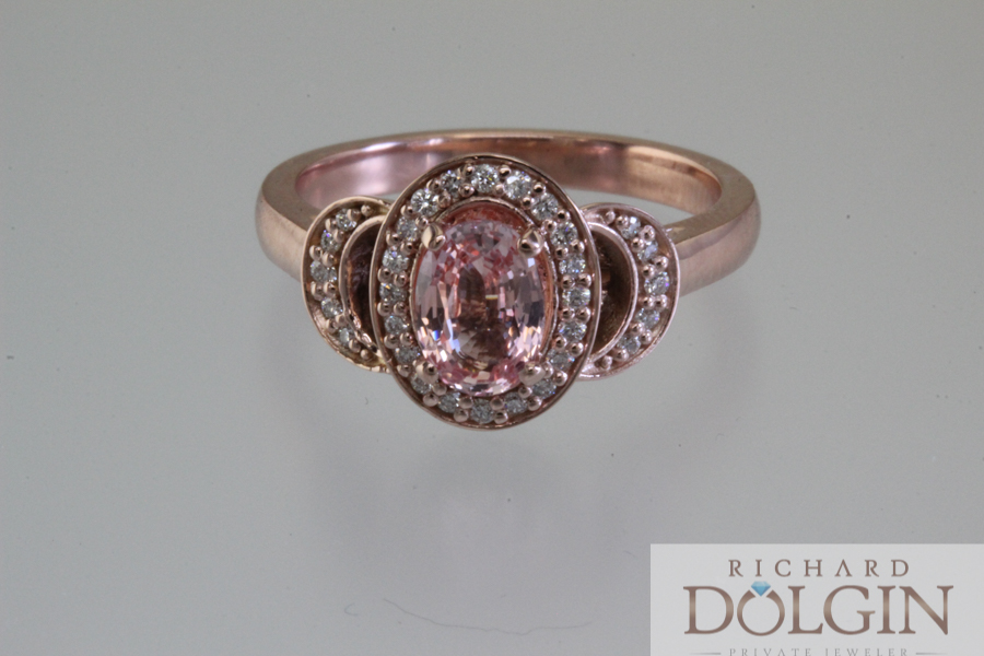 Peach sapphire in rose gold ring