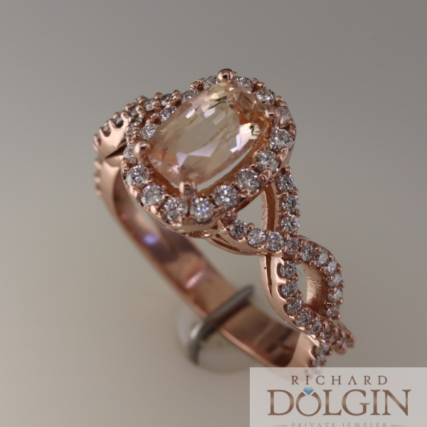 Peach sapphire in rose gold ring