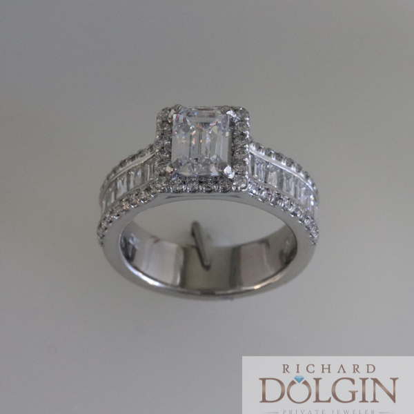 Diamond wedding ring with baguettes