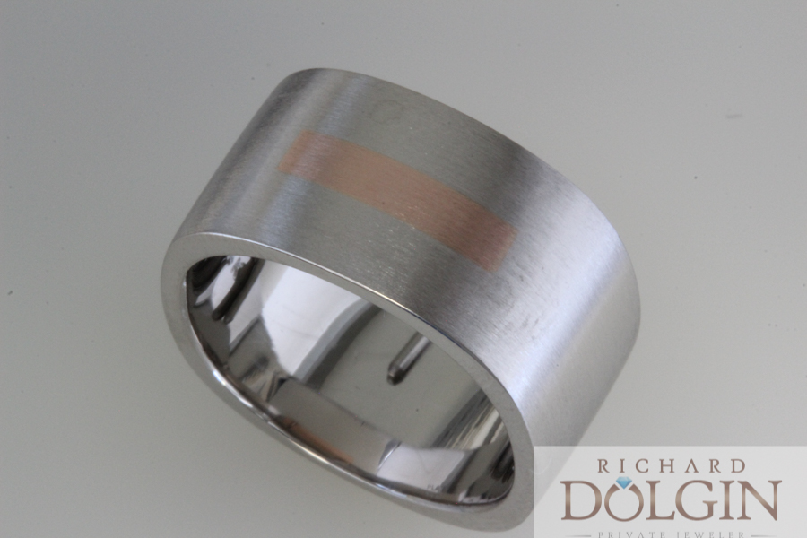 Platinum and rose gold wedding band