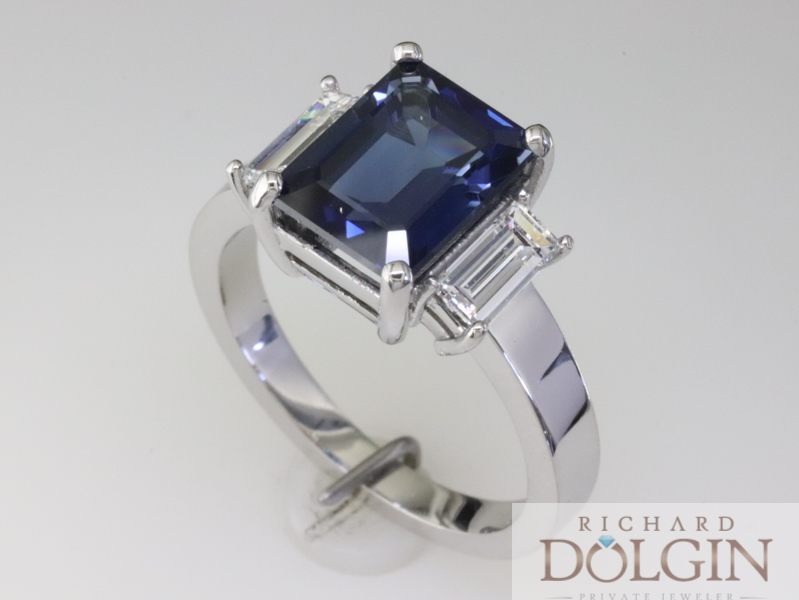 Platinum Sapphire and Diamond ring