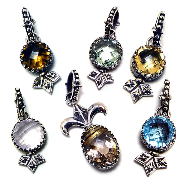 Fortuno "Polaris" stone charms set in sterling silver: #SC