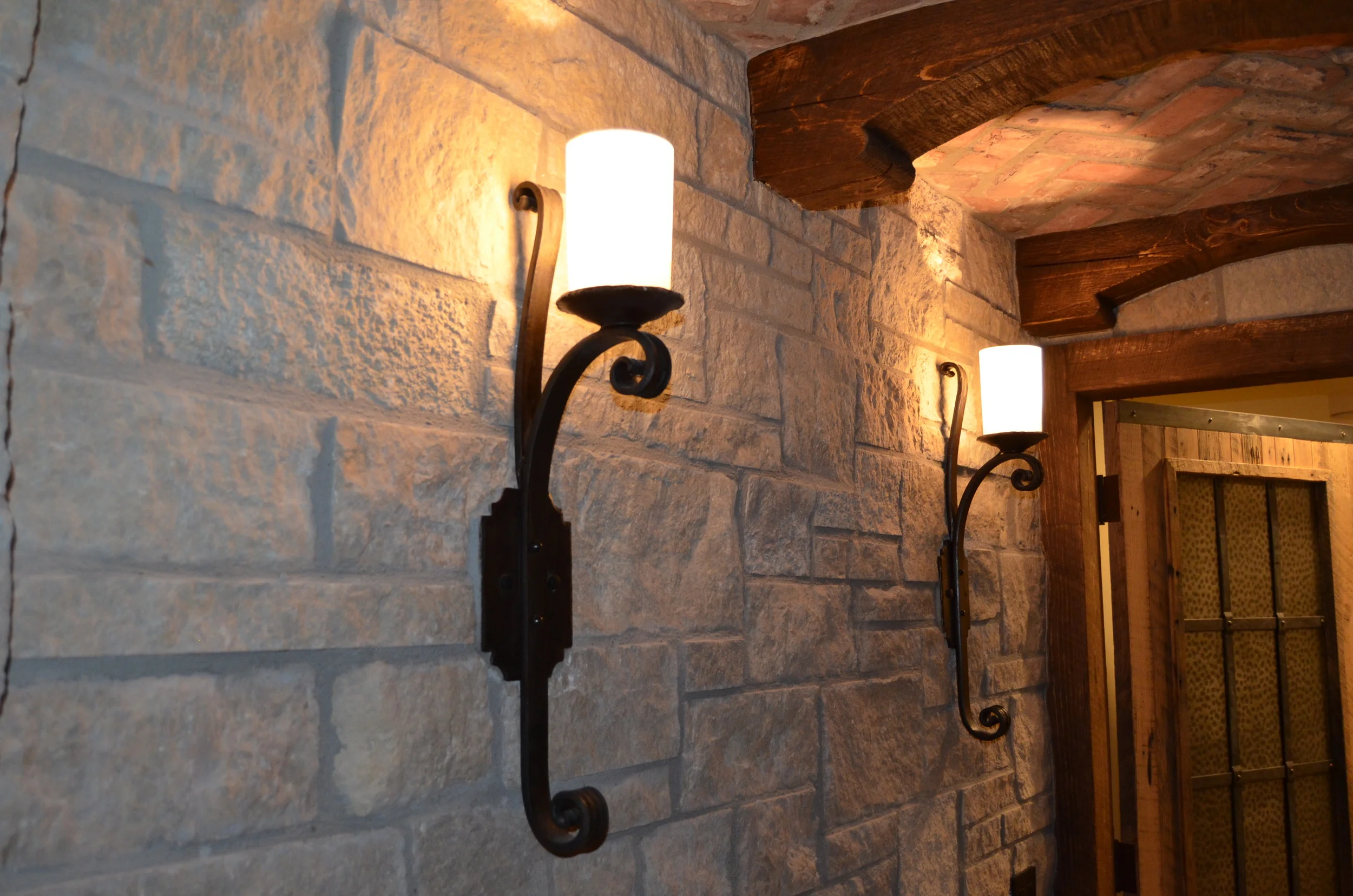  Gothic Sconce with Blown Glass Shades