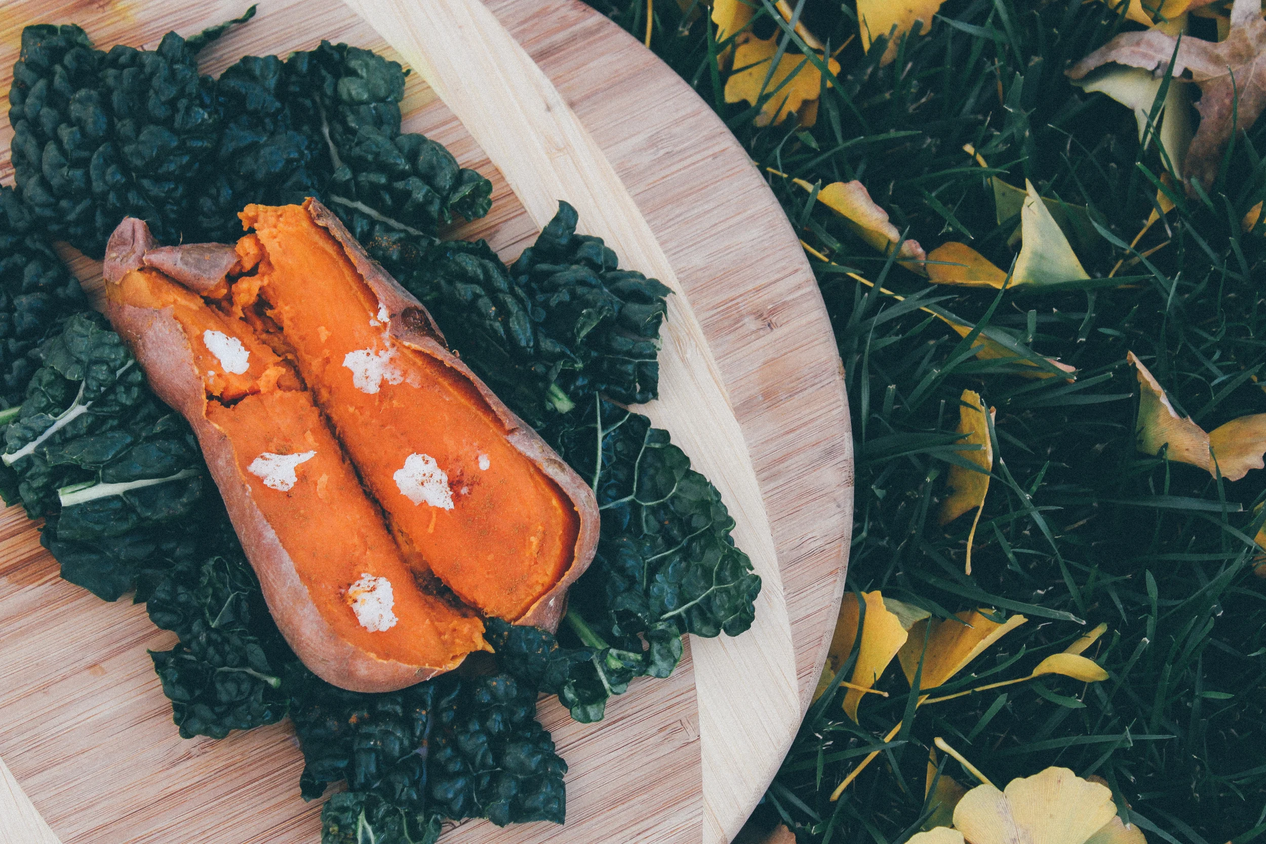 Sweet Potato and Blanched Kale