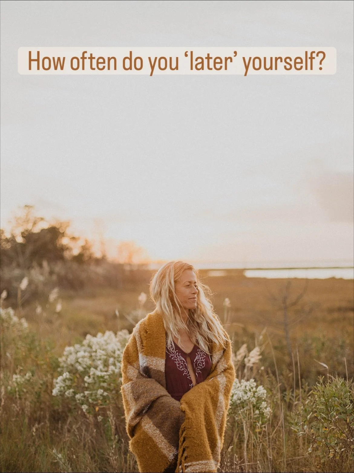 We’ve all done it.
We say we’ll make the change later….
We wake up bloated, stiff, inflamed — telling ourselves we’ll (fill in the action for yourself) tomorrow….
We promise we’ll drink more water…