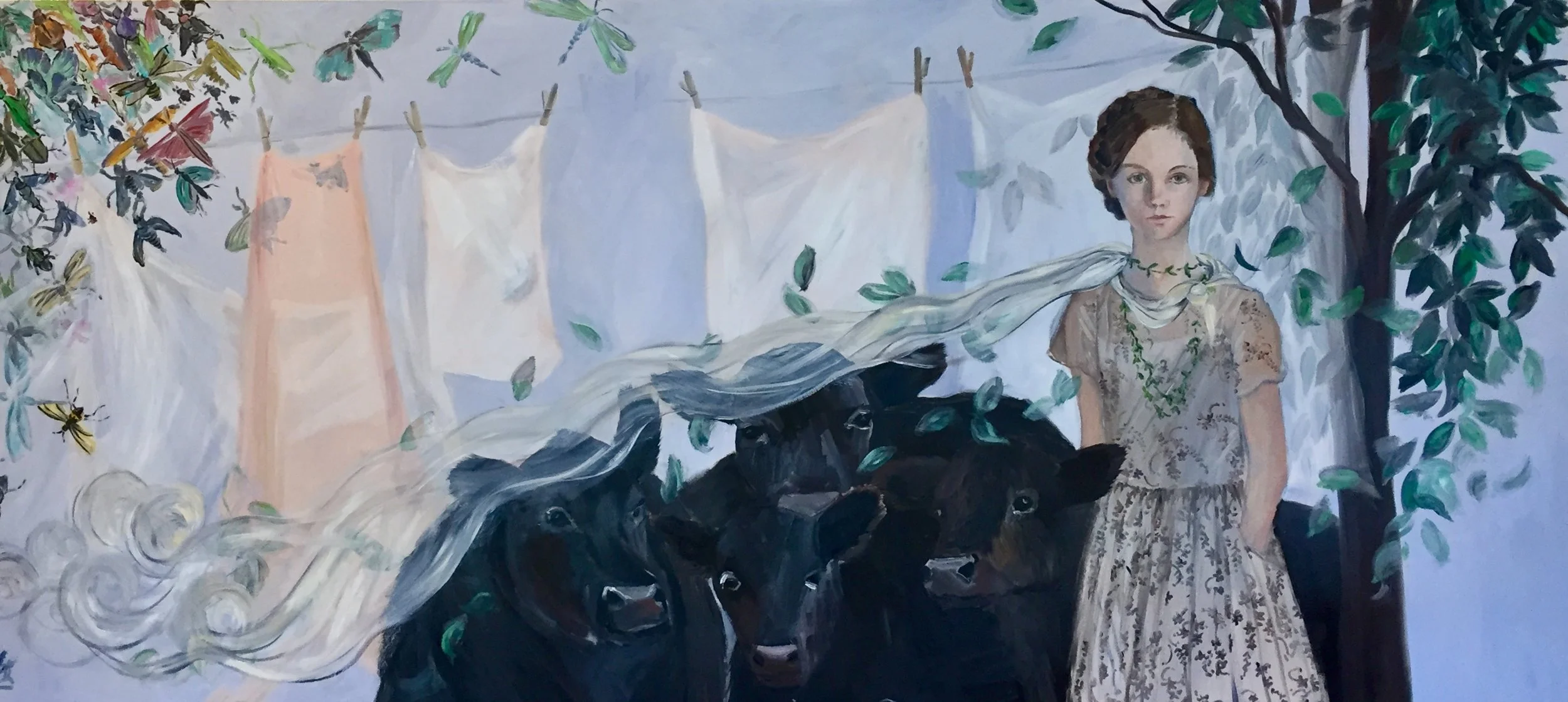 girl with cows