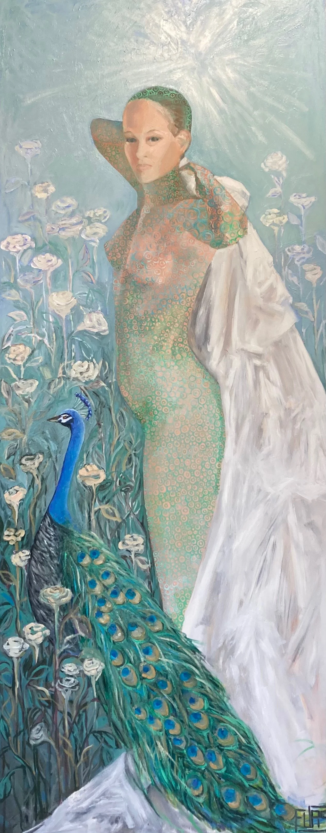 woman with peacock