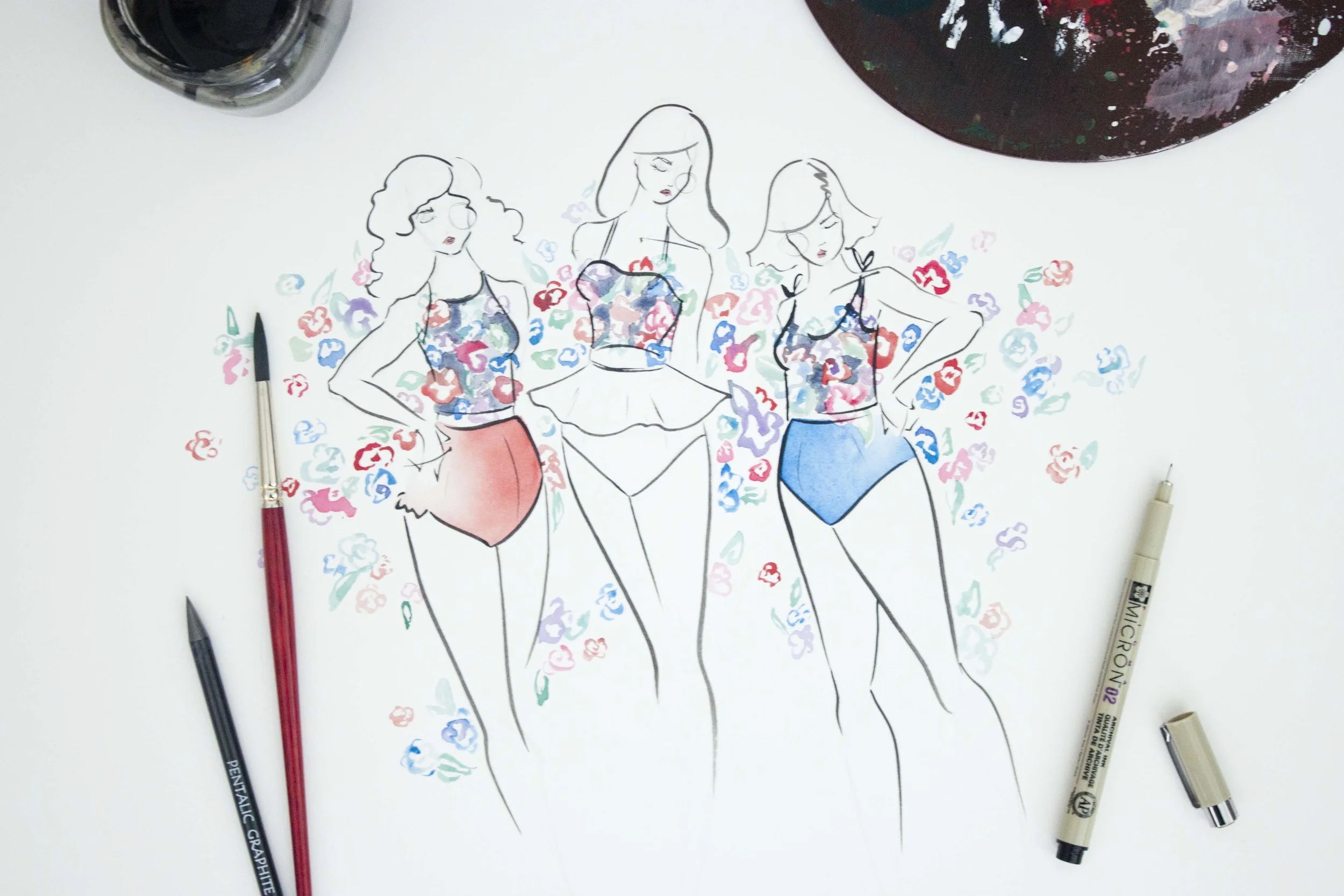 Kortni Jeane Poppies Swimsuit illustrated by Victoria-Riza
