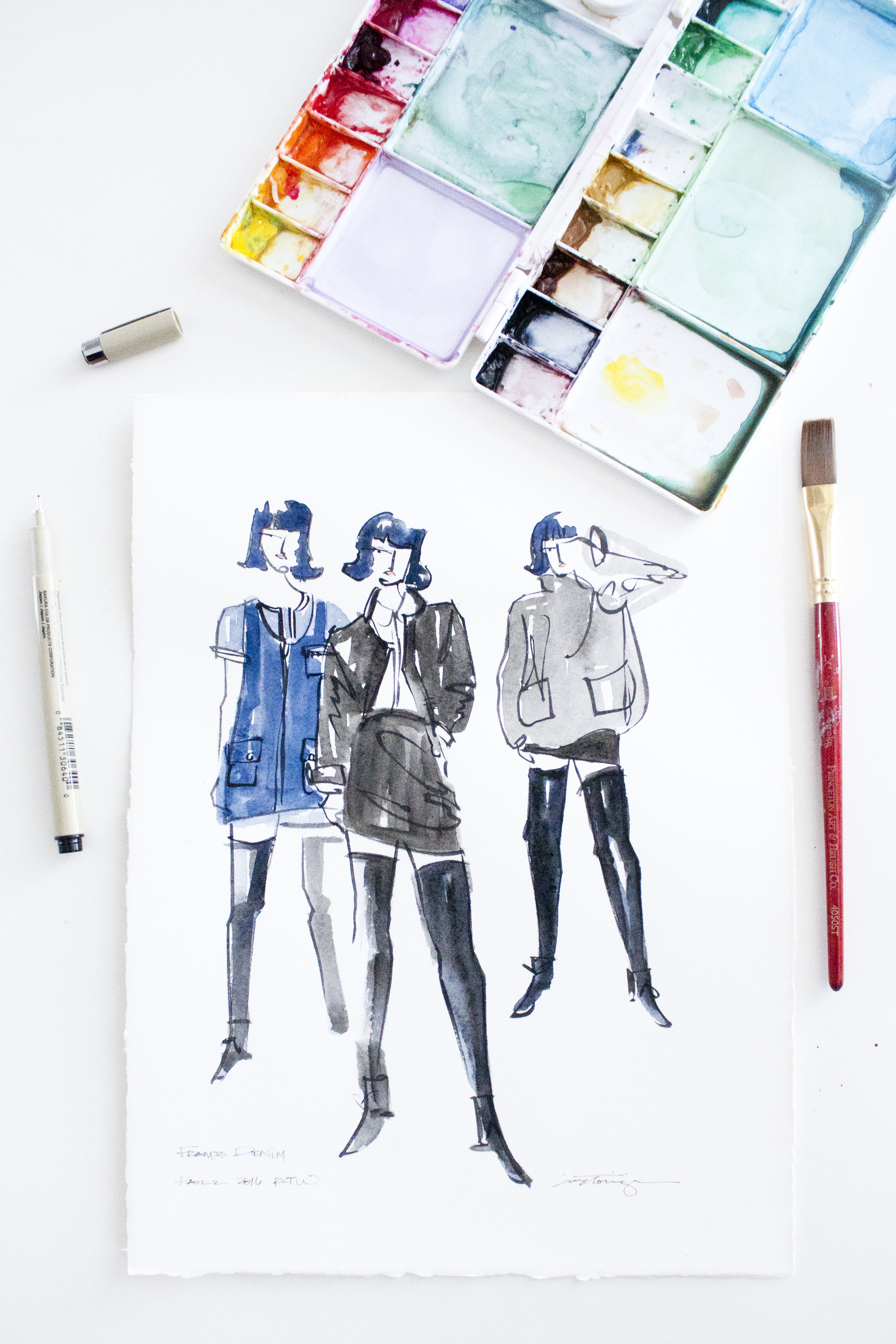 Victoria-Riza Fashion Illustrator | Frame Denim Fall 2016 RTW | New York Fashion Week