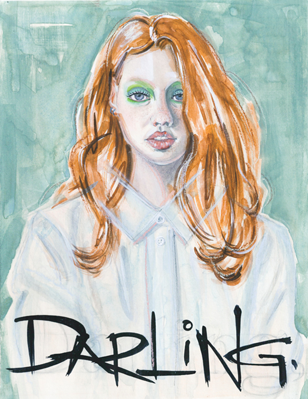 Victoria-Riza Fashion Artist | Portrait of model Magdalena Panasiuk for Darling Magazine. Inspired by a photo by Heather Hixon and make up by Maddie North