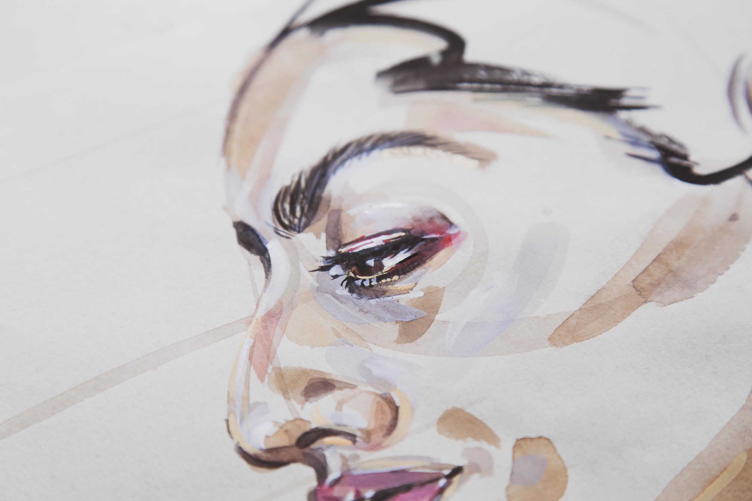 Victoria-Riza Fashion Illustrator and Artist | Beauty portrait in watercolor and gouache on nideggen paper