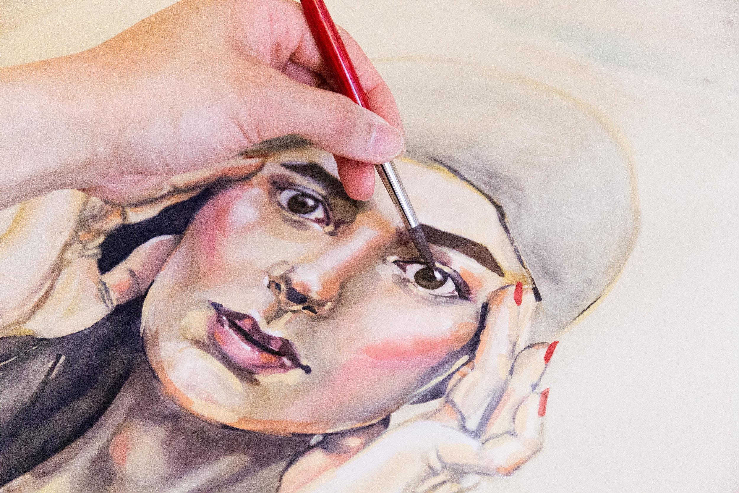 Victoria-Riza Fashion Artist Illustrator and Printmaker | Cover Art for Noor Elkhaldi's podcast, Arab-American Psycho