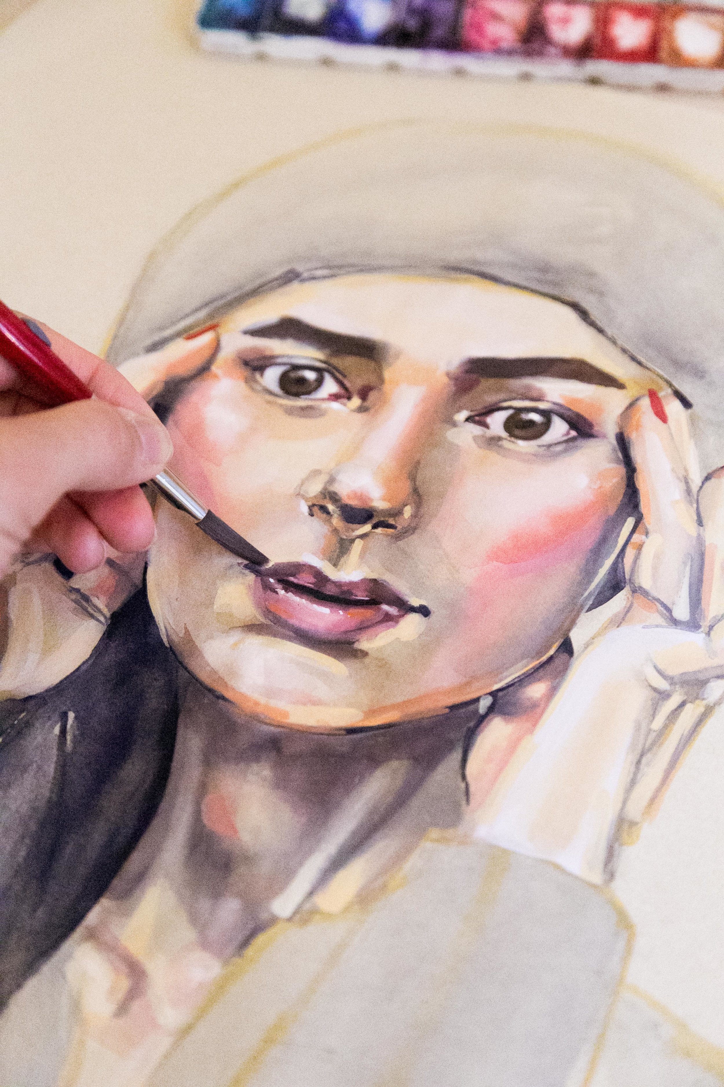 Victoria-Riza Fashion Artist Illustrator and Printmaker | Cover Art for Noor Elkhaldi's podcast, Arab-American Psycho