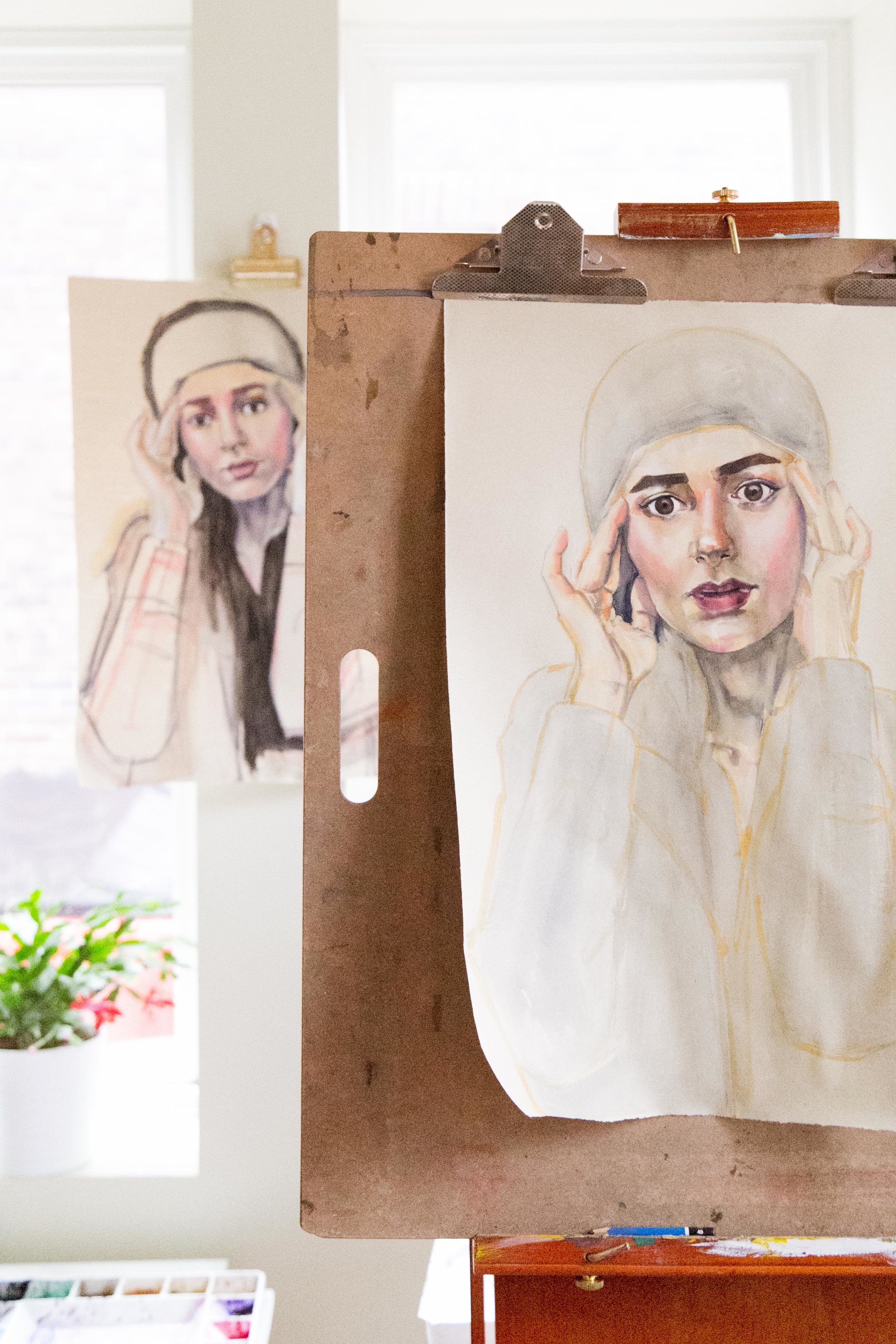 Victoria-Riza Fashion Artist Illustrator and Printmaker | Cover Art for Noor Elkhaldi's podcast, Arab-American Psycho