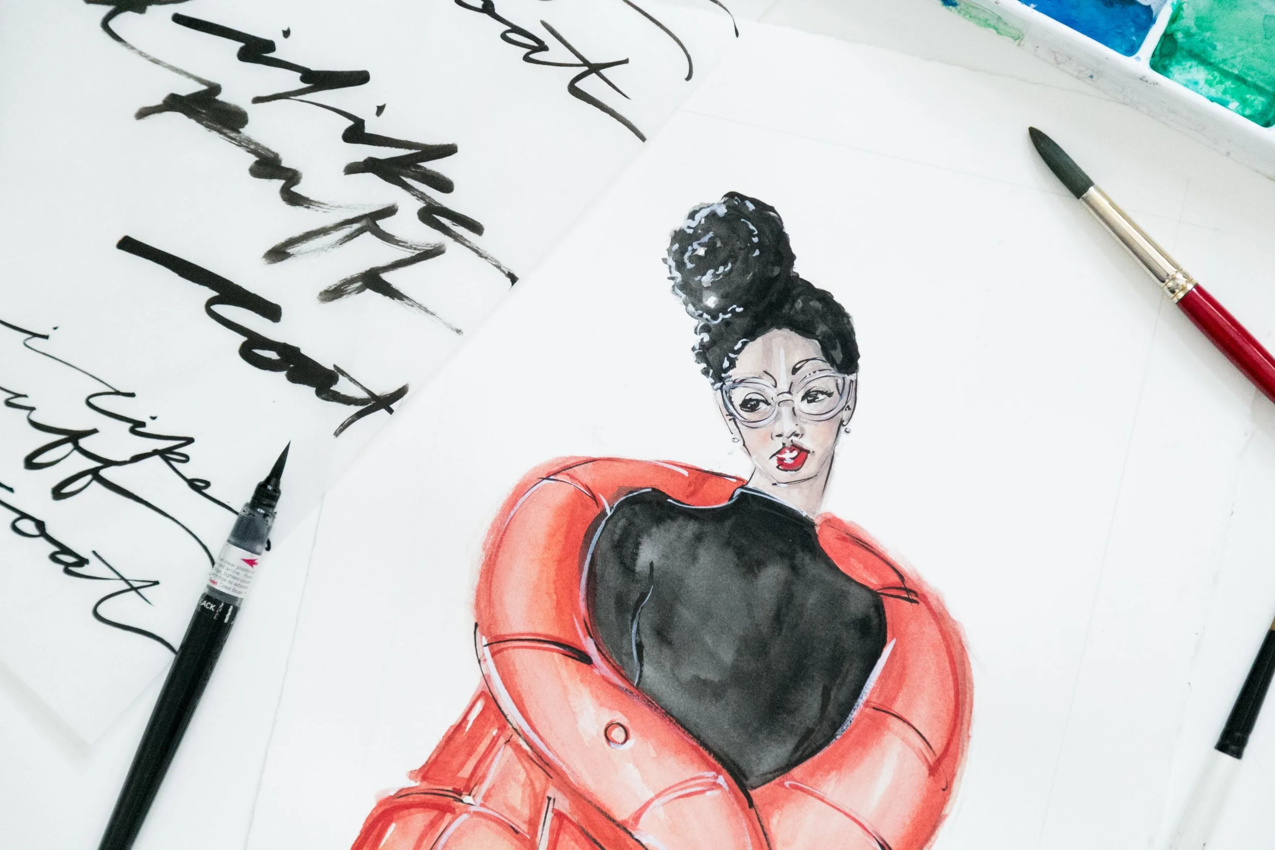 Victoria-Riza Fashion Illustrator | Red Puff Coat