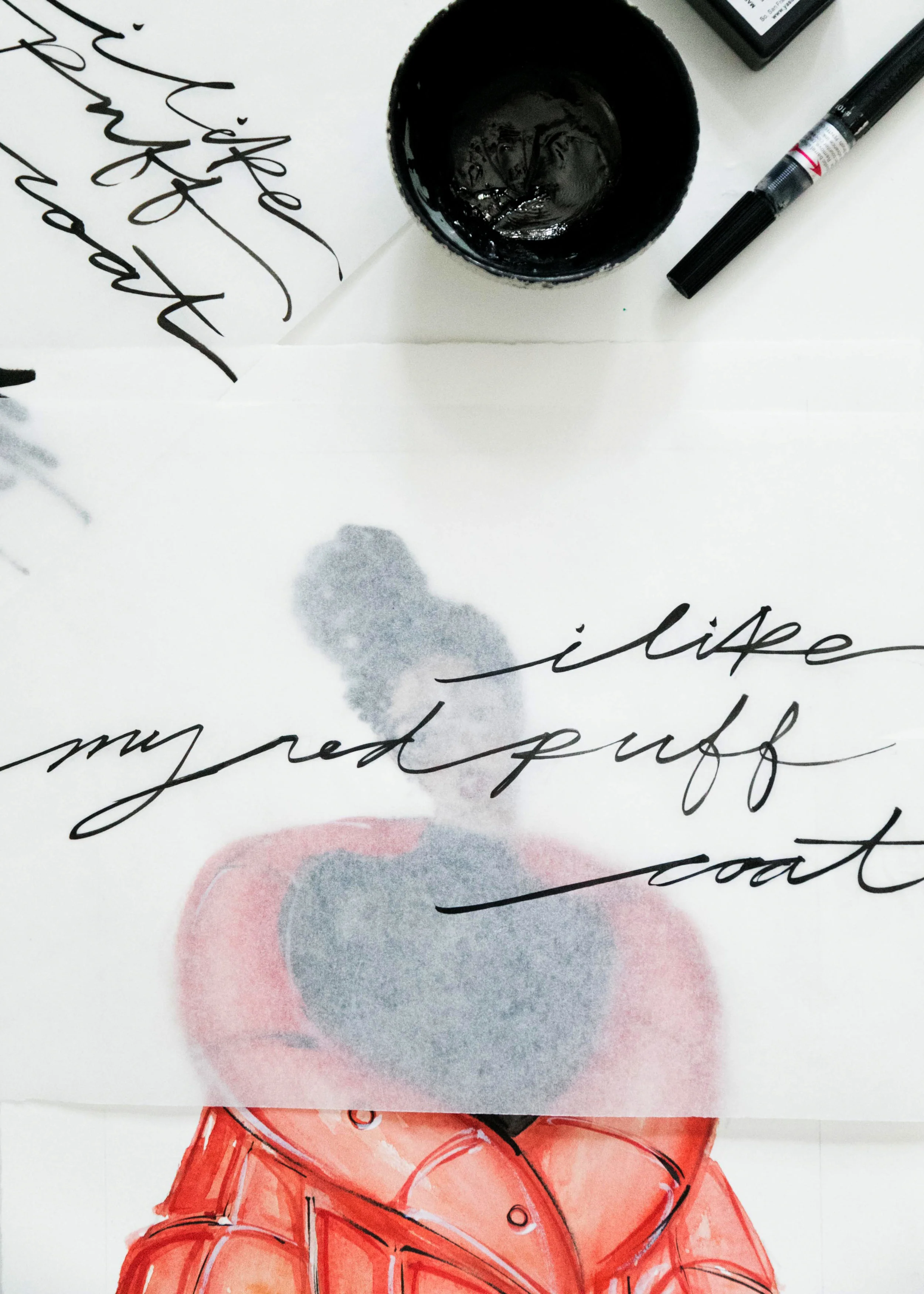 Victoria-Riza Fashion Illustrator | Red Puff Coat