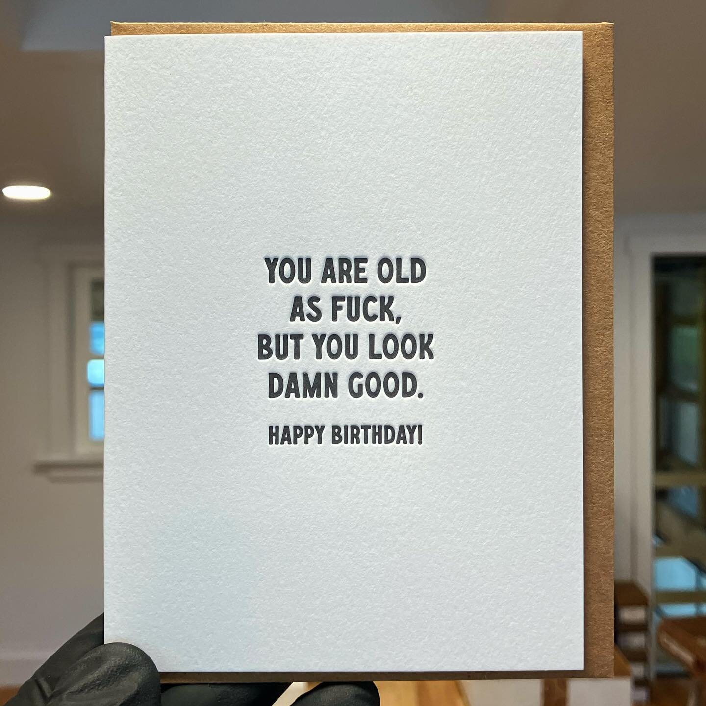 A new crowd favorite is up for a reprint today! I&rsquo;m very close to turning forty. Maybe the first half of this card applies to me 😂😂 The second half is questionable!
.
.
.
.
#letterpress #paper #handmade #print #happybirthday #birthdaycard #ol