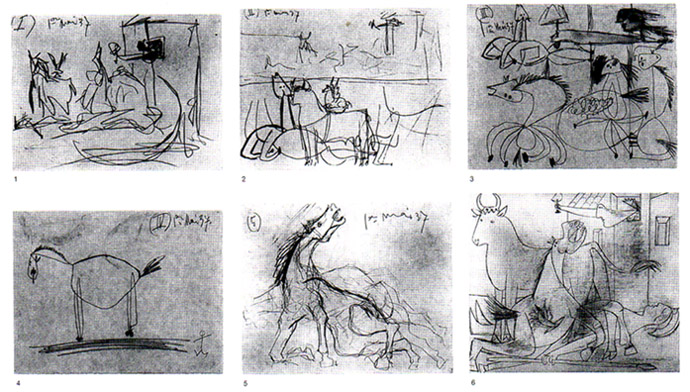 Study for "Guernica" - 1937 Revealing the process behind the masterpiece http://www.all-art.org/art_20th_century/picasso11.html