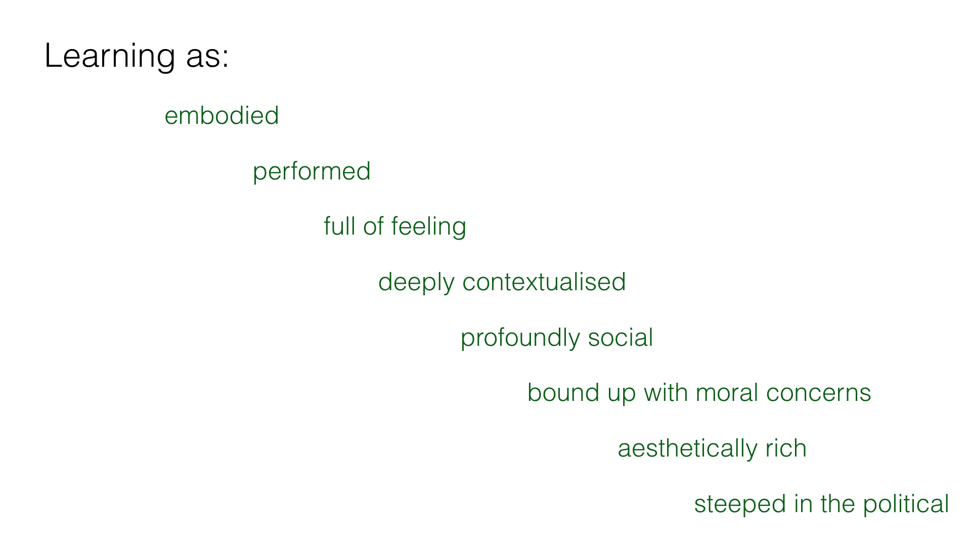 Learning as . . . according to Steven Seidel