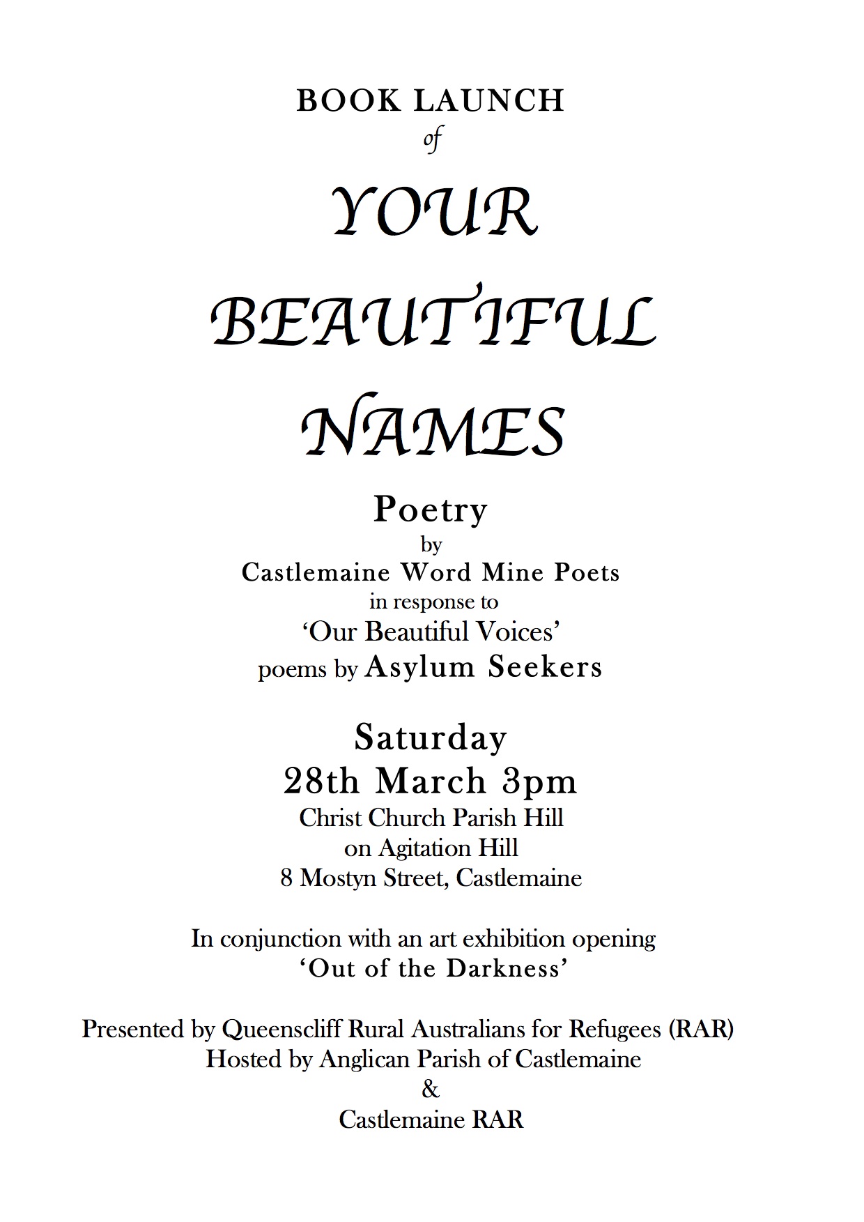 'Your Beautiful Names' Book Launch and Exhibition