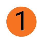 Orange circle with black number one in the center.