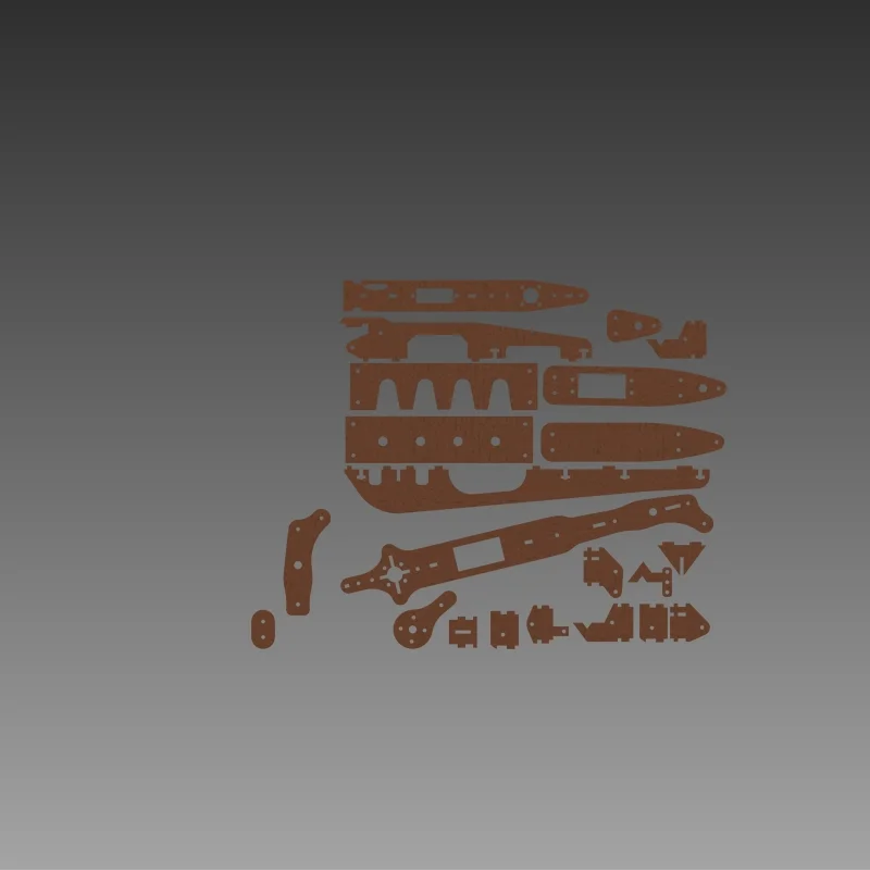 This is the layout of all of the pieces so far to get cut. I'm still deciding on a material. I also need to work arranging the pieces for the smallest footprint.