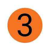 Orange circle with the number 3 in black