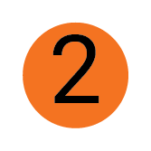 Orange circle with the number 2 in black inside.