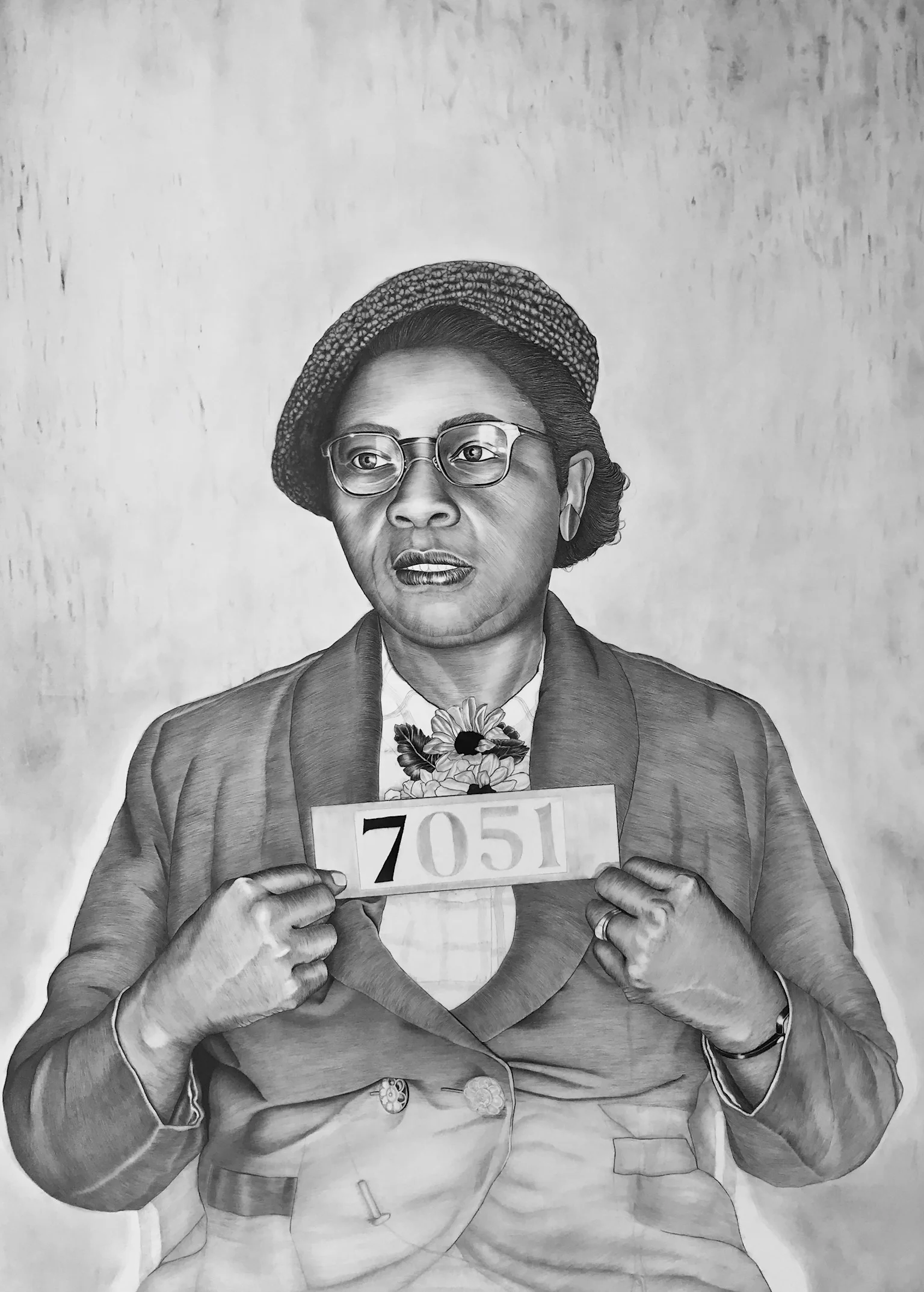 Cora McHaney, 2017, graphite and conte pencil on paper, 47 x 33 1/2" *work in progress*