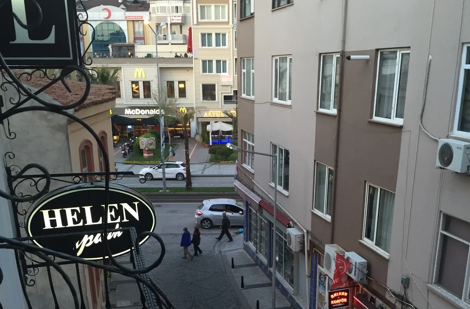 The "view" from the balcony of my room in the Helen Hotel.