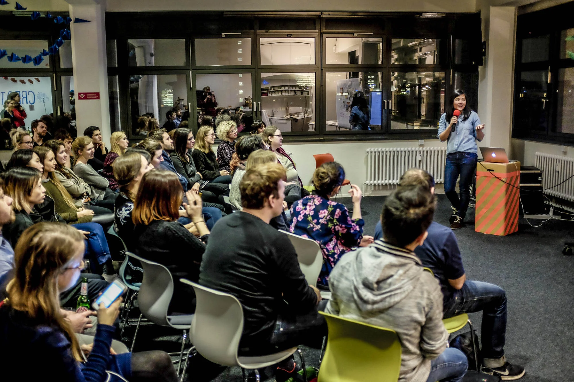 At a recent event in Berlin. Yes, that's me, speaking! (If you know me, you know I'm usually terrified of being the center of attention. I'd say the Residency has helped me be more confident in talking about my work and sharing process (often the "messy middle" my perfectionist side usually hides!)