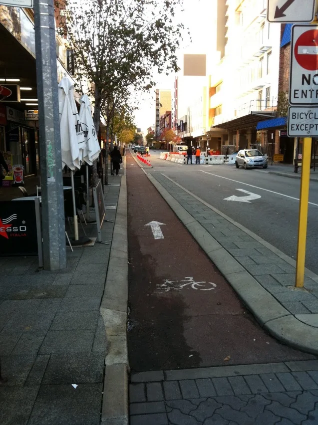 An example of a bike lane in Adelaide.