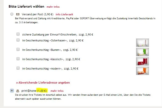 Print@Home Gebühren