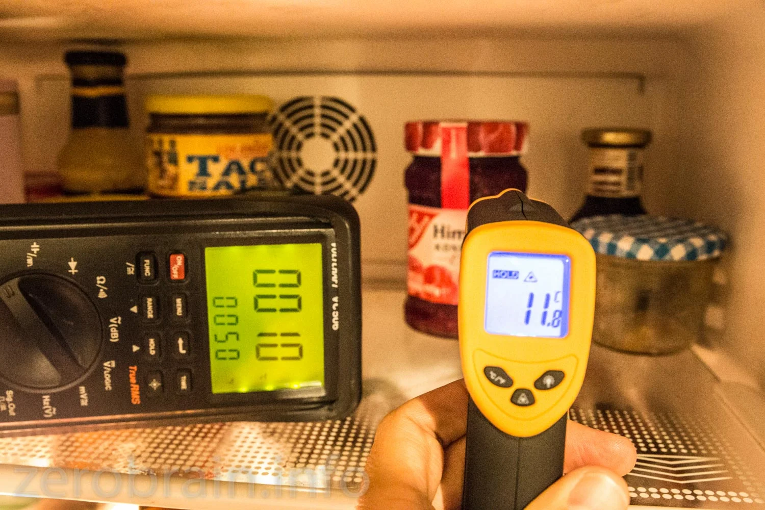 Kühlschrank: die Temperatur stimmt, egal auf was ich ziele.