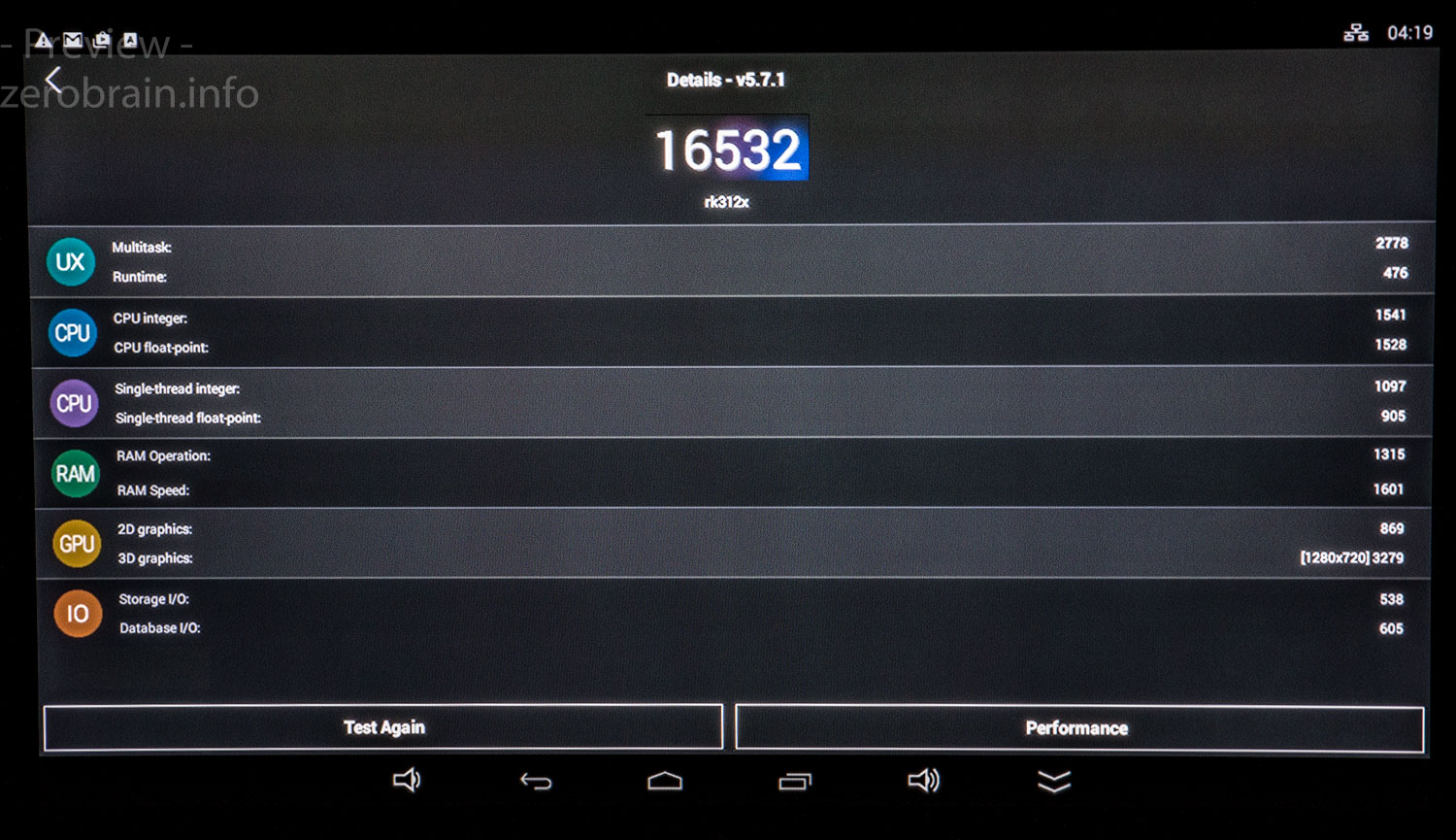 Ergebnis des Antutu Benchmarks