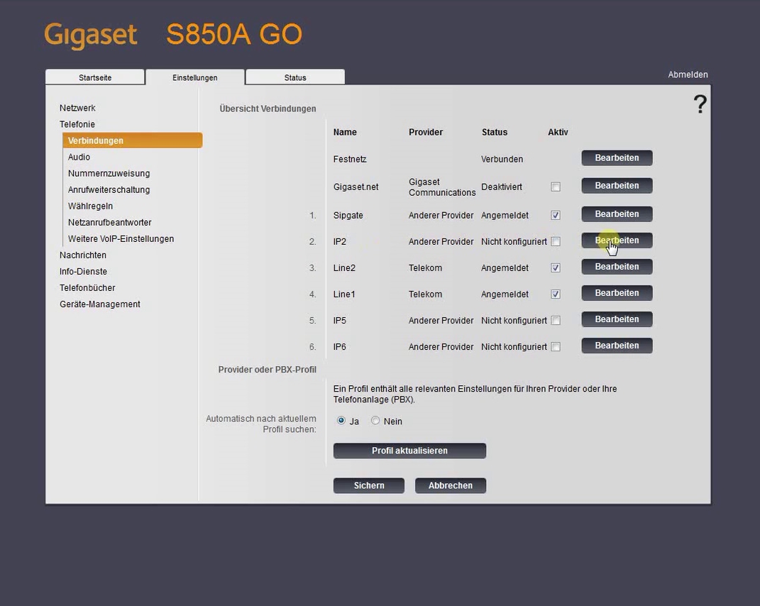 HowTo: Gigaset Voip Telefon (S850) am Telekom Speedport konfigurieren