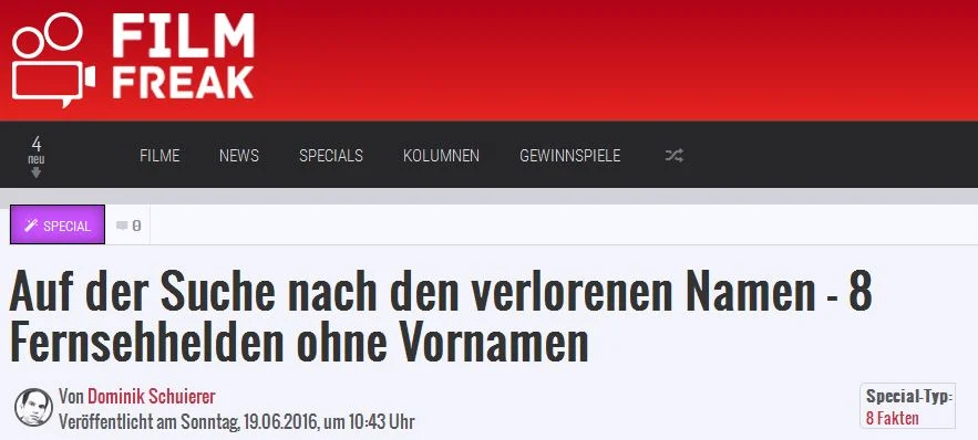 Auf der Suche nach den verlorenen Namen – 8 Fernsehhelden ohne Vornamen