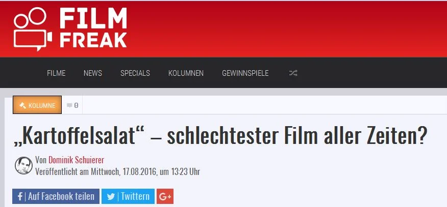 "Kartoffelsalat" schlechtester Film aller Zeiten?