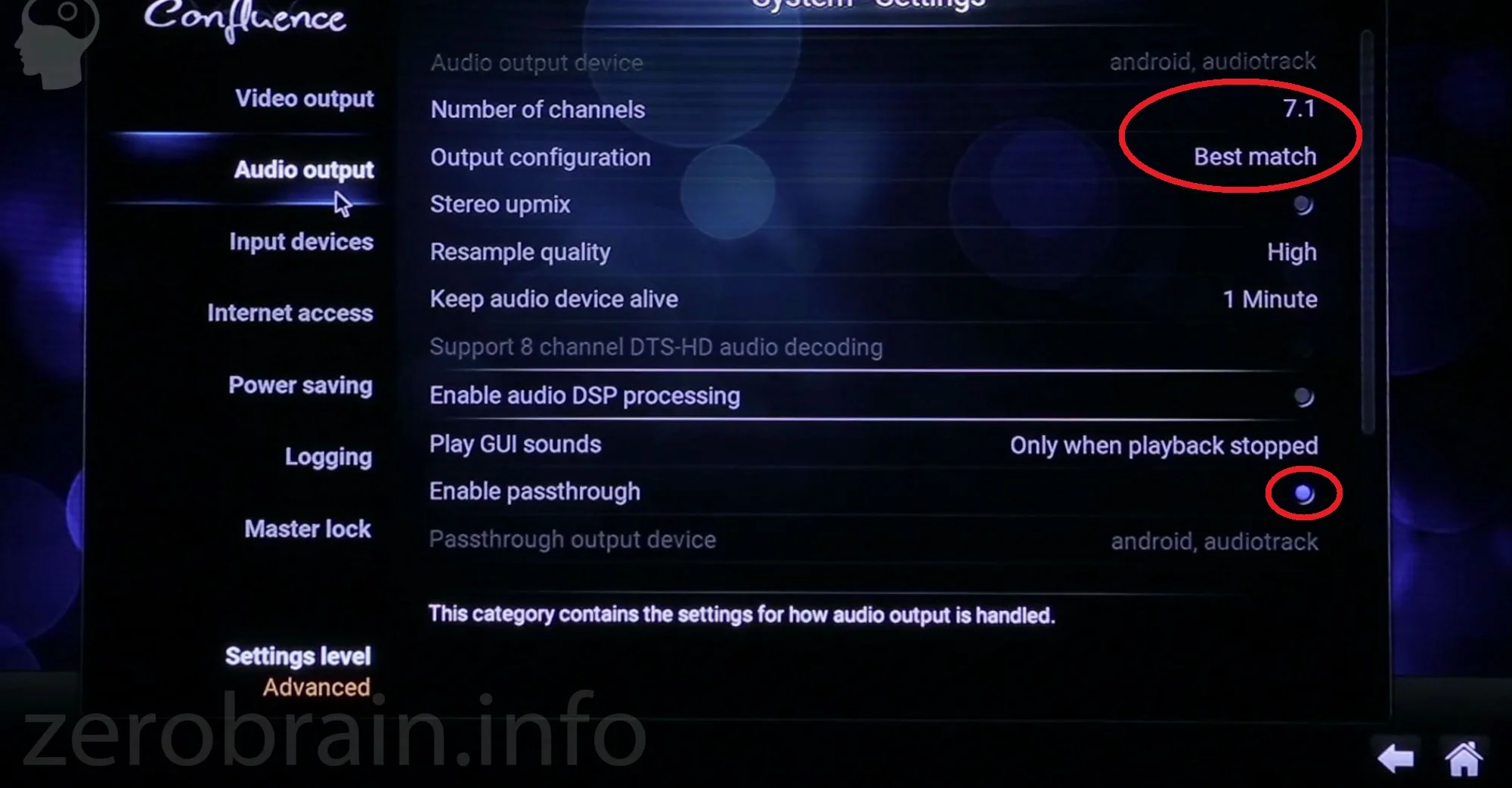 Audio Settings Kodi (HDMIpassthrough)