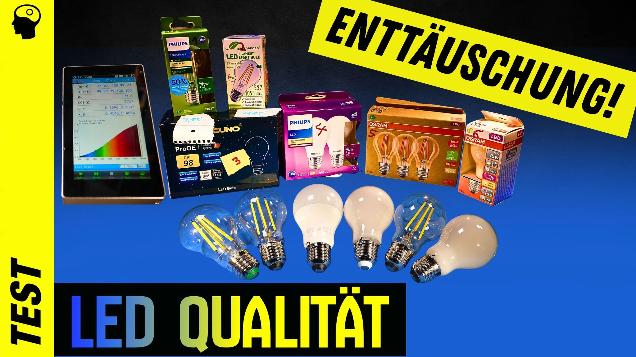 Ausgeleuchtet! LEDs im Test (E27, Lichqualität, Flimmern, Effizienz) - CRI Wunder vs Sparwunder!