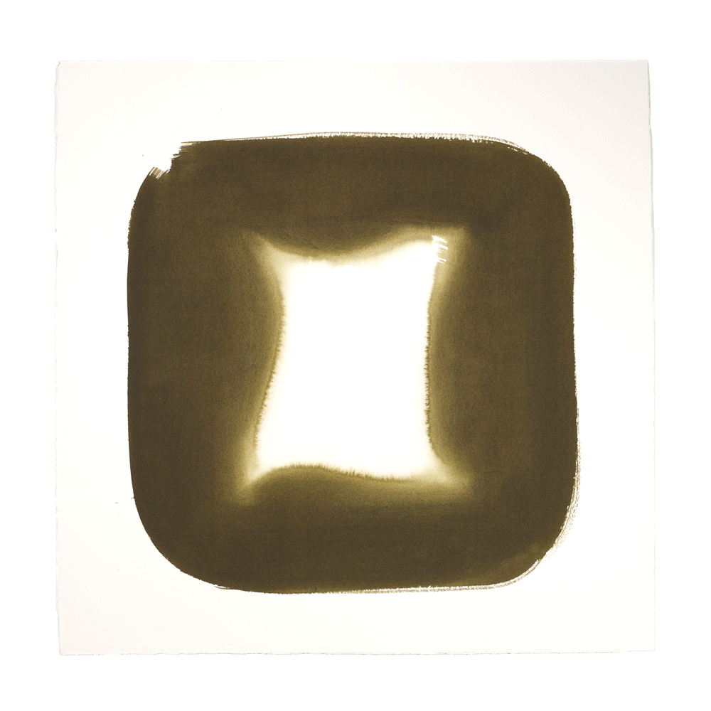  Aperture in Dark Taupe I, 2015 Acrylic on watercolor paper 28 x 28 inches   