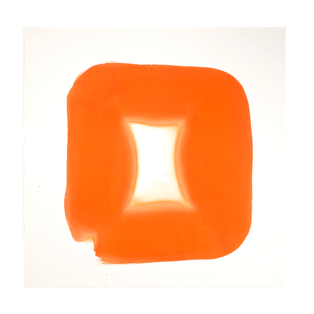  Aperture in Orange I, 2015 Acrylic on watercolor paper 28 x 28 inches   