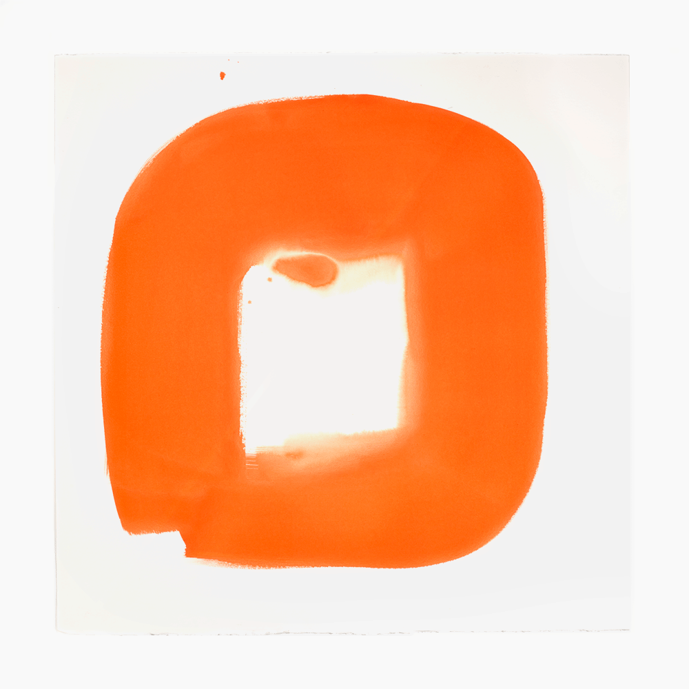  Aperture in Orange II, 2015 Acrylic on watercolor paper 28 x 28 inches 