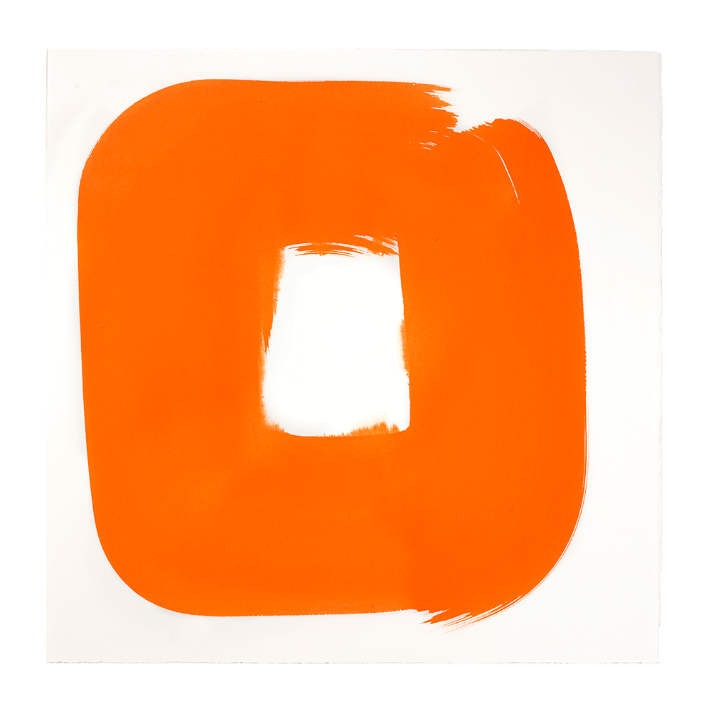  Aperture in Orange V, 2015 Acrylic on watercolor paper 21 x 21 inches 